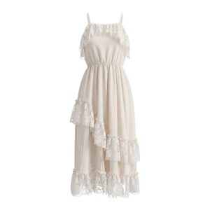 Joy Folie Dress Cream Lace Tiered Asymmetrical Boho - 7